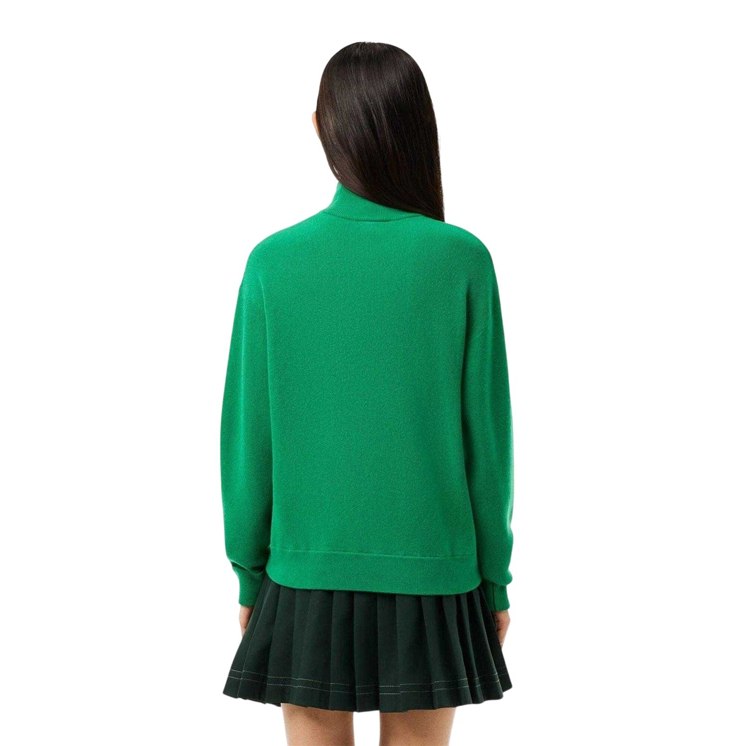 Green - Back - Lacoste Womens-Ladies Carded High-Neck Large Fit Jumper