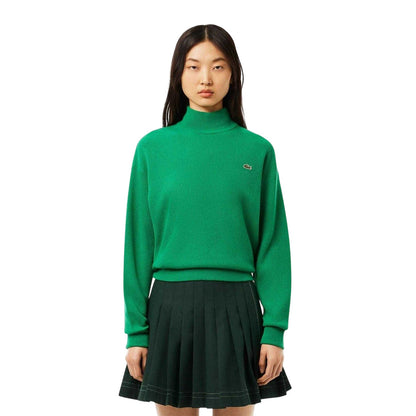 Green - Side - Lacoste Womens-Ladies Carded High-Neck Large Fit Jumper