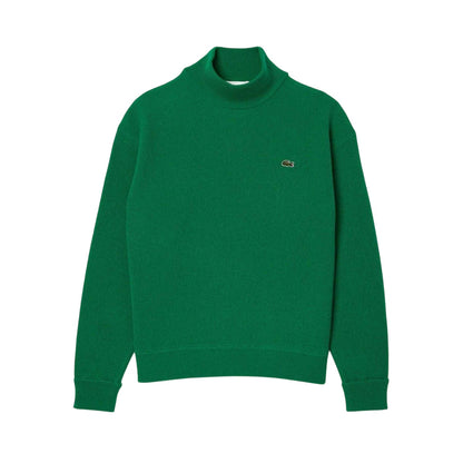 Green - Front - Lacoste Womens-Ladies Carded High-Neck Large Fit Jumper