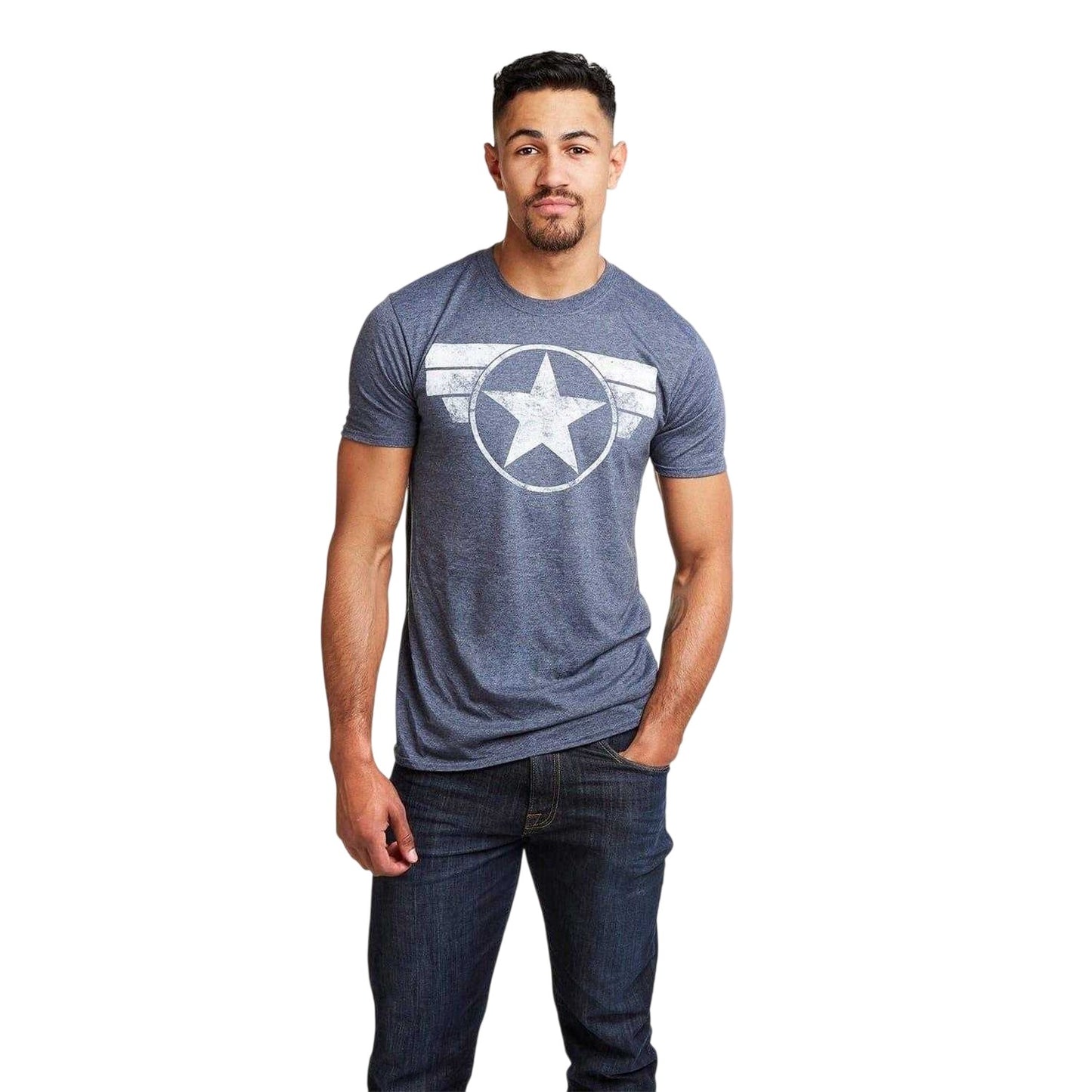 Blue - Side - Captain America Mens Cotton Regular T-Shirt