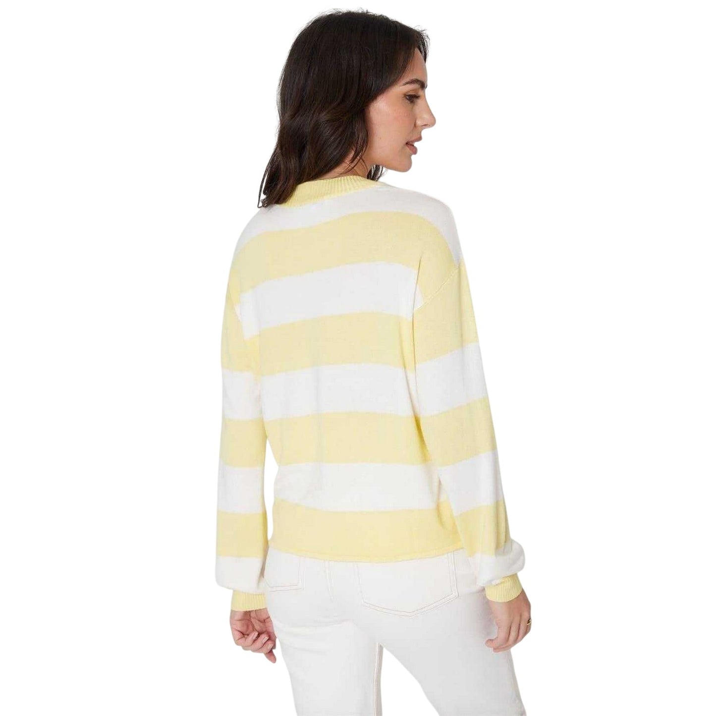 Lemon - Back - Be You Womens-Ladies Stripe Crew Neck Sweater Top