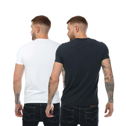 White-Black - Back - Emporio Armani Mens Underwear Logo T-Shirt (Pack of 2)