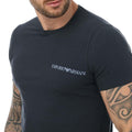 White-Black - Side - Emporio Armani Mens Underwear Logo T-Shirt (Pack of 2)