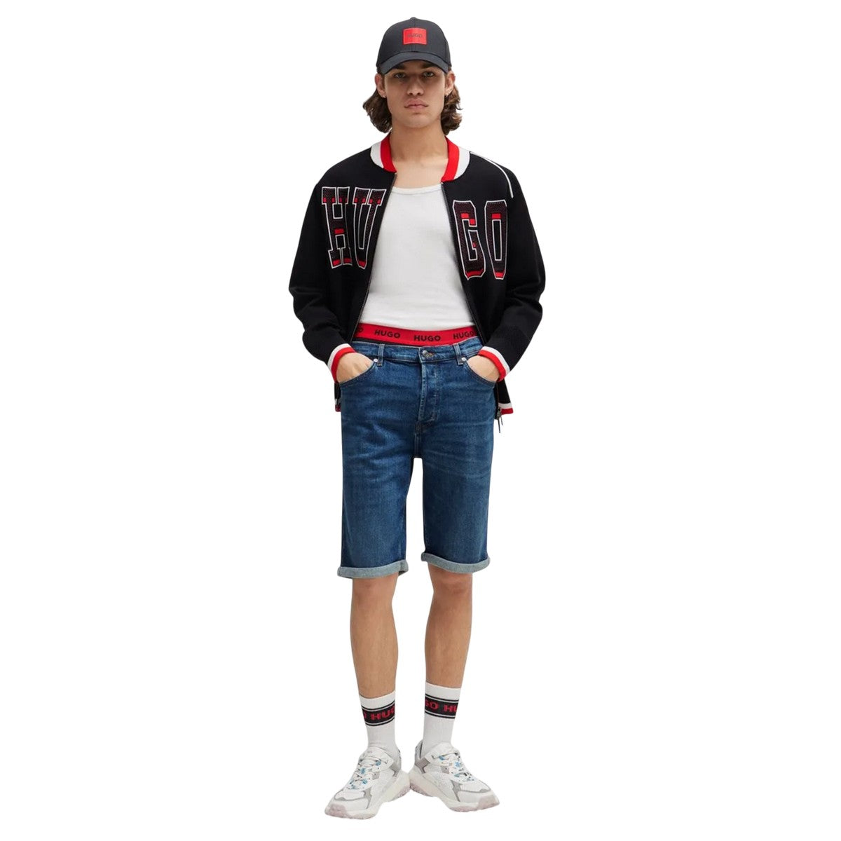 Blue - Lifestyle - Hugo Mens 634-S Tapered Jean Shorts