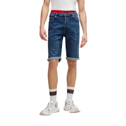 Blue - Front - Hugo Mens 634-S Tapered Jean Shorts