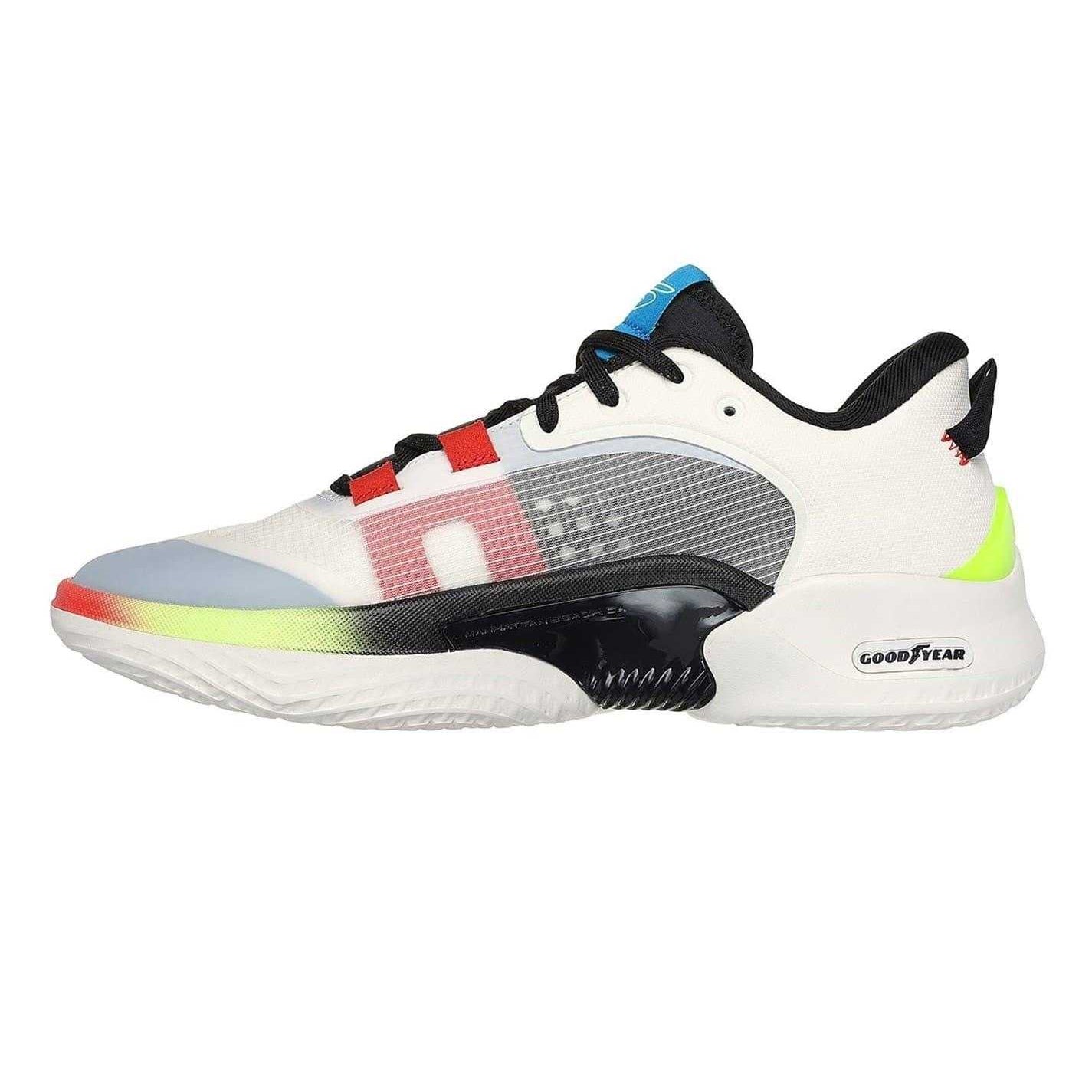 Black-White - Side - Skechers Mens Go Run Swirl Tech Speed Mesh Trainers