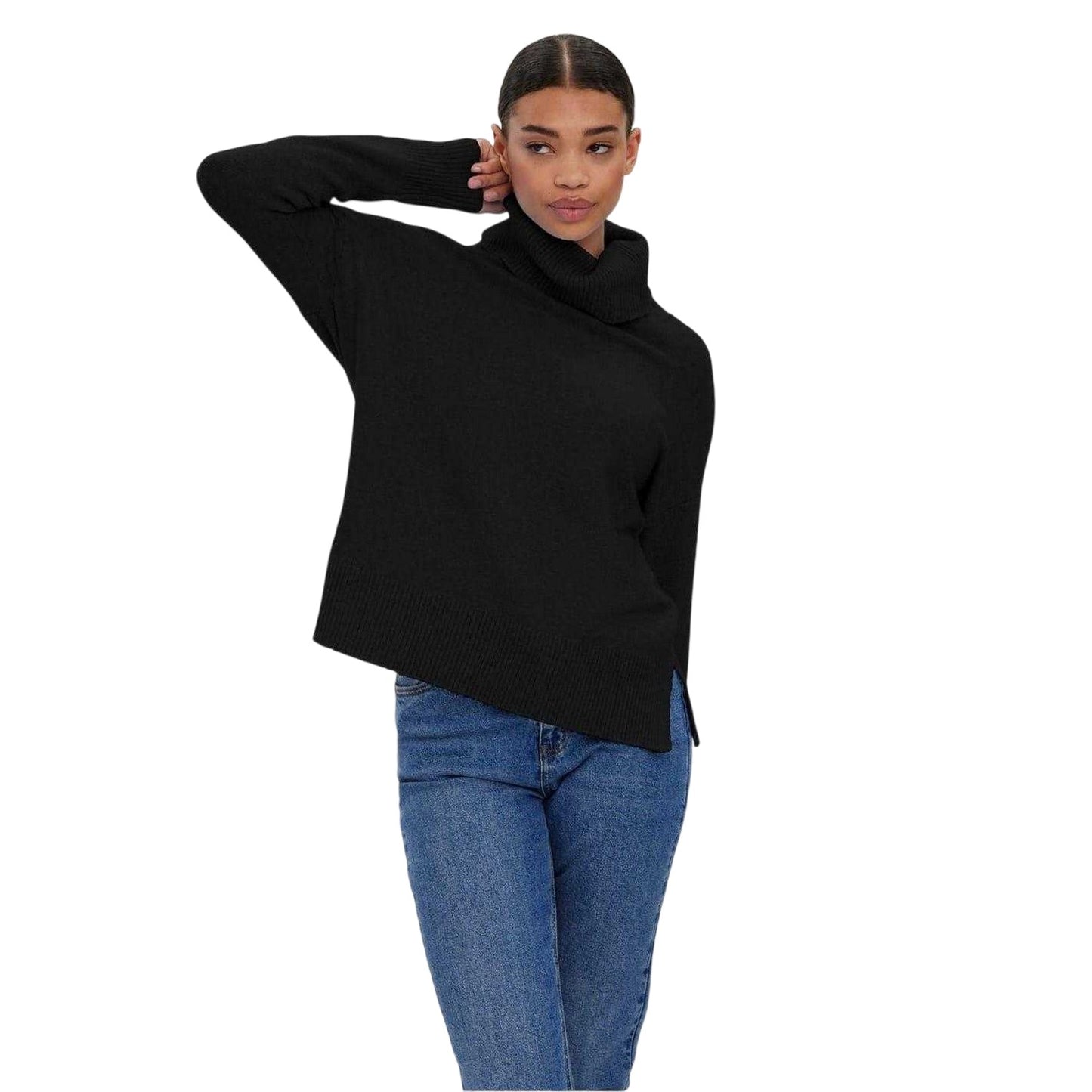 Black - Front - Vero Moda Womens-Ladies Cowl Neck Regular Pullover