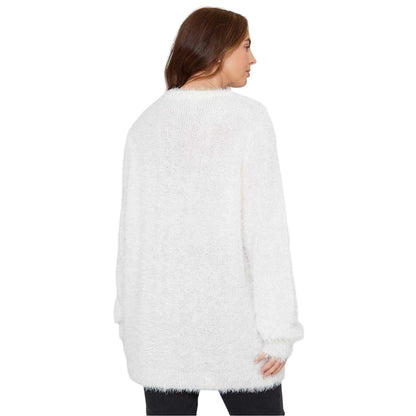 Cream - Back - Be You Womens-Ladies Fluffy Relaxed Fit Sweater Top