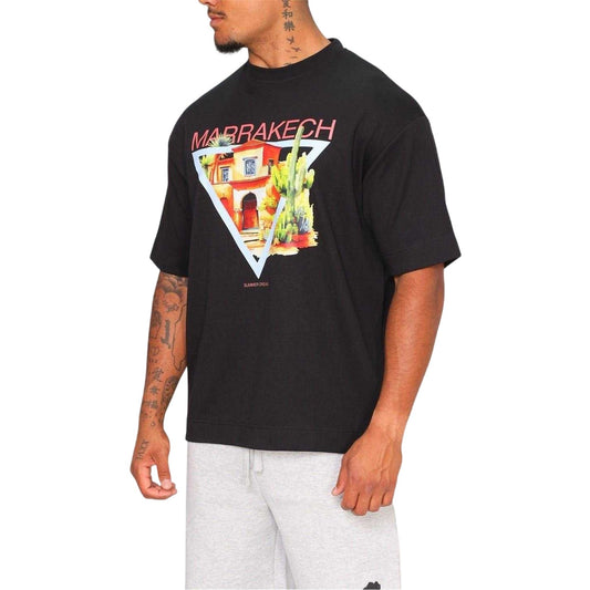 Black - Front - Rose London Mens Marrakech Heavyweight T-Shirt