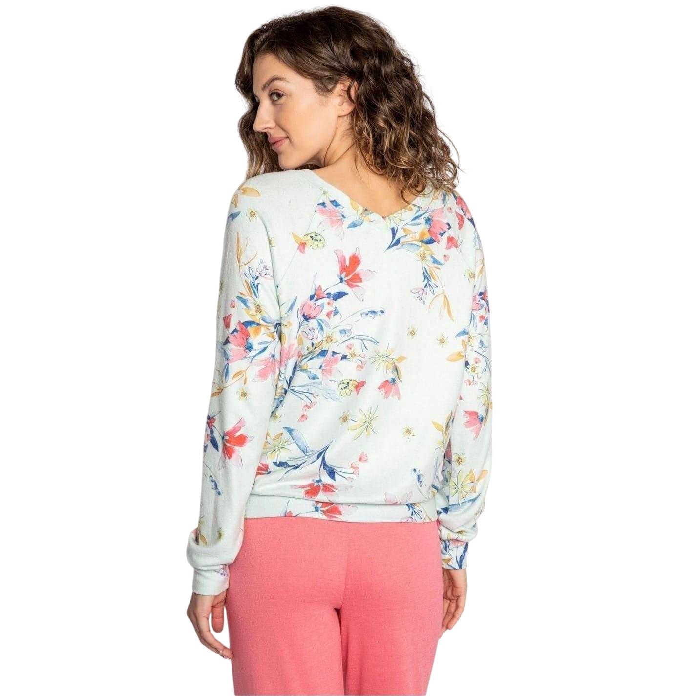 Multicoloured - Back - PJ Salvage Womens-Ladies Budding Floral Long-Sleeved T-Shirt