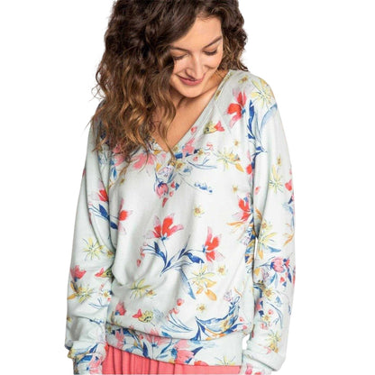 Multicoloured - Side - PJ Salvage Womens-Ladies Budding Floral Long-Sleeved T-Shirt