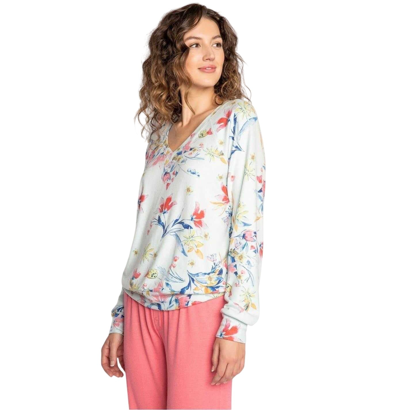 Multicoloured - Lifestyle - PJ Salvage Womens-Ladies Budding Floral Long-Sleeved T-Shirt