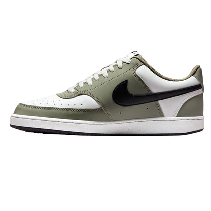 Grey Sage-Black-White - Side - Nike Mens Vision Low Leather Trainers