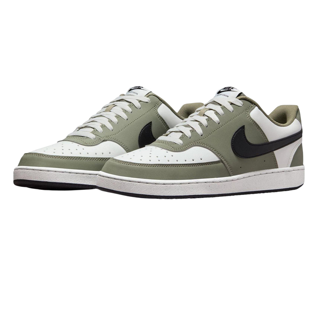 Grey Sage-Black-White - Lifestyle - Nike Mens Vision Low Leather Trainers