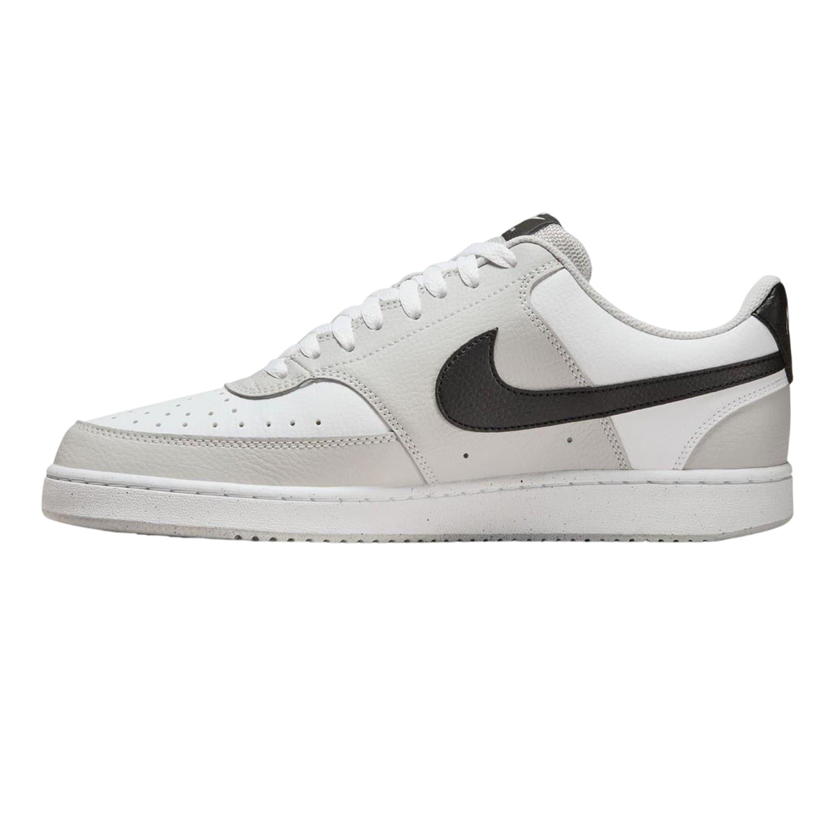 Grey-Black-White - Side - Nike Mens Vision Low Leather Trainers
