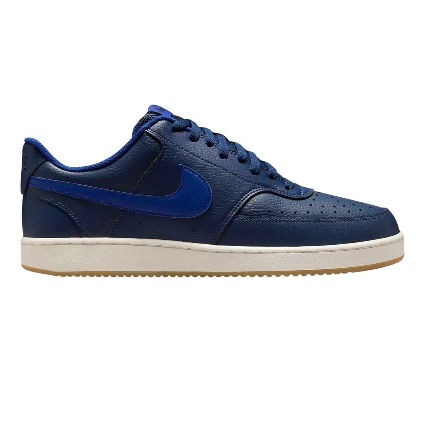 Midnight Navy-Royal Blue - Front - Nike Mens Vision Low Leather Trainers