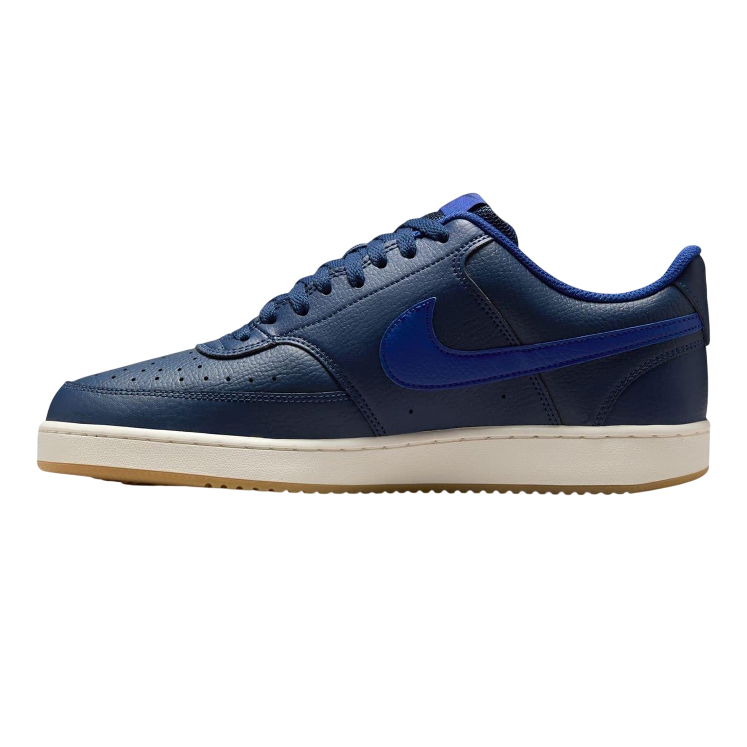 Midnight Navy-Royal Blue - Side - Nike Mens Vision Low Leather Trainers