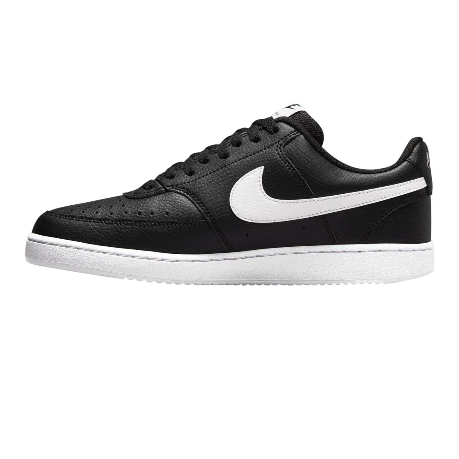 Black-White - Side - Nike Mens Vision Low Leather Trainers