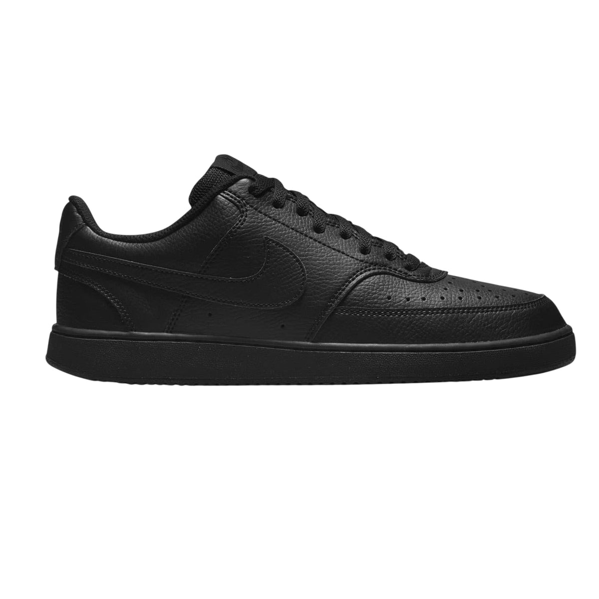 Triple Black - Front - Nike Mens Vision Low Leather Trainers