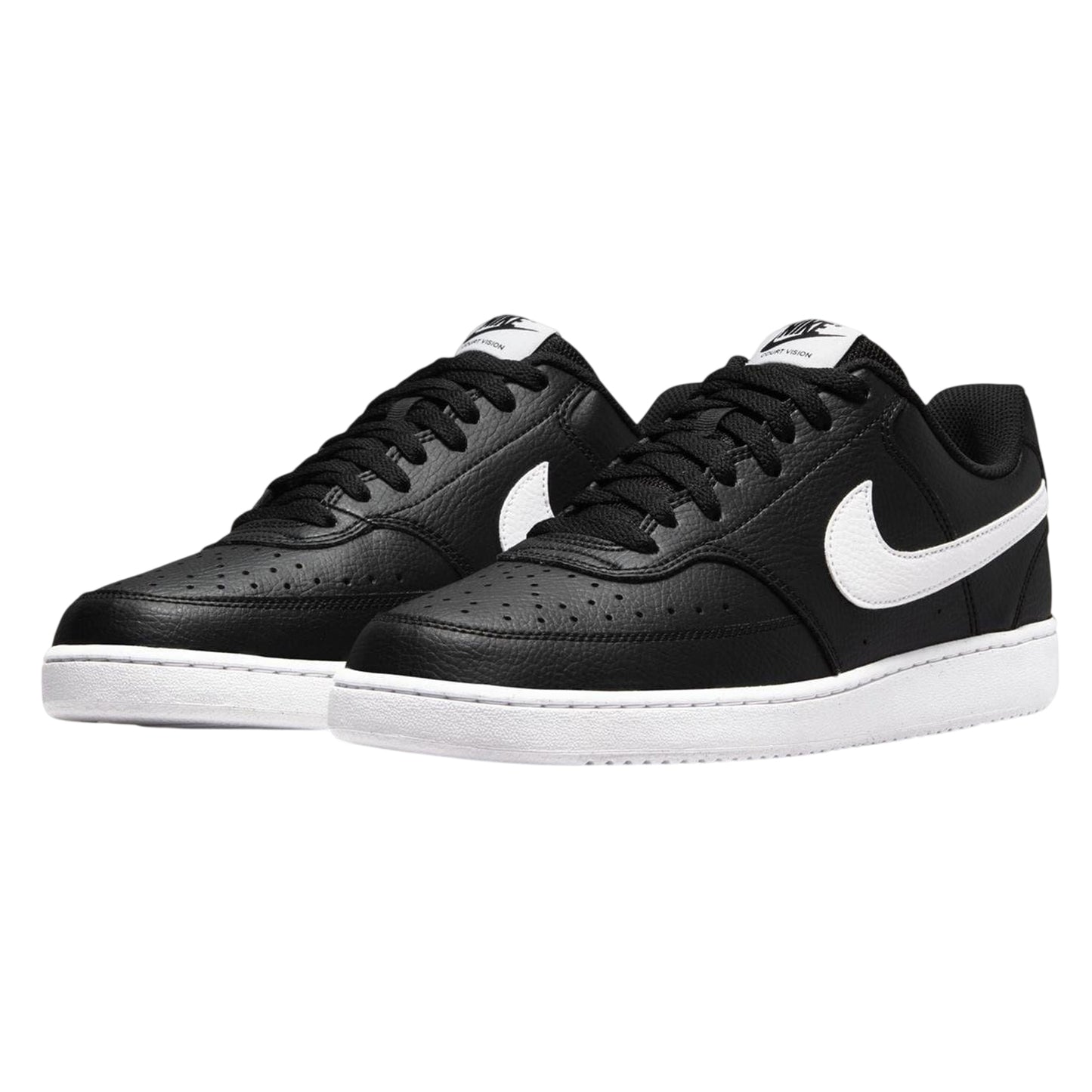 Black-White - Lifestyle - Nike Mens Vision Low Leather Trainers
