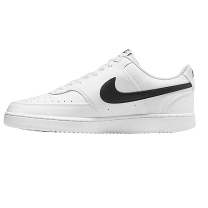 White-Black - Side - Nike Mens Vision Low Leather Trainers