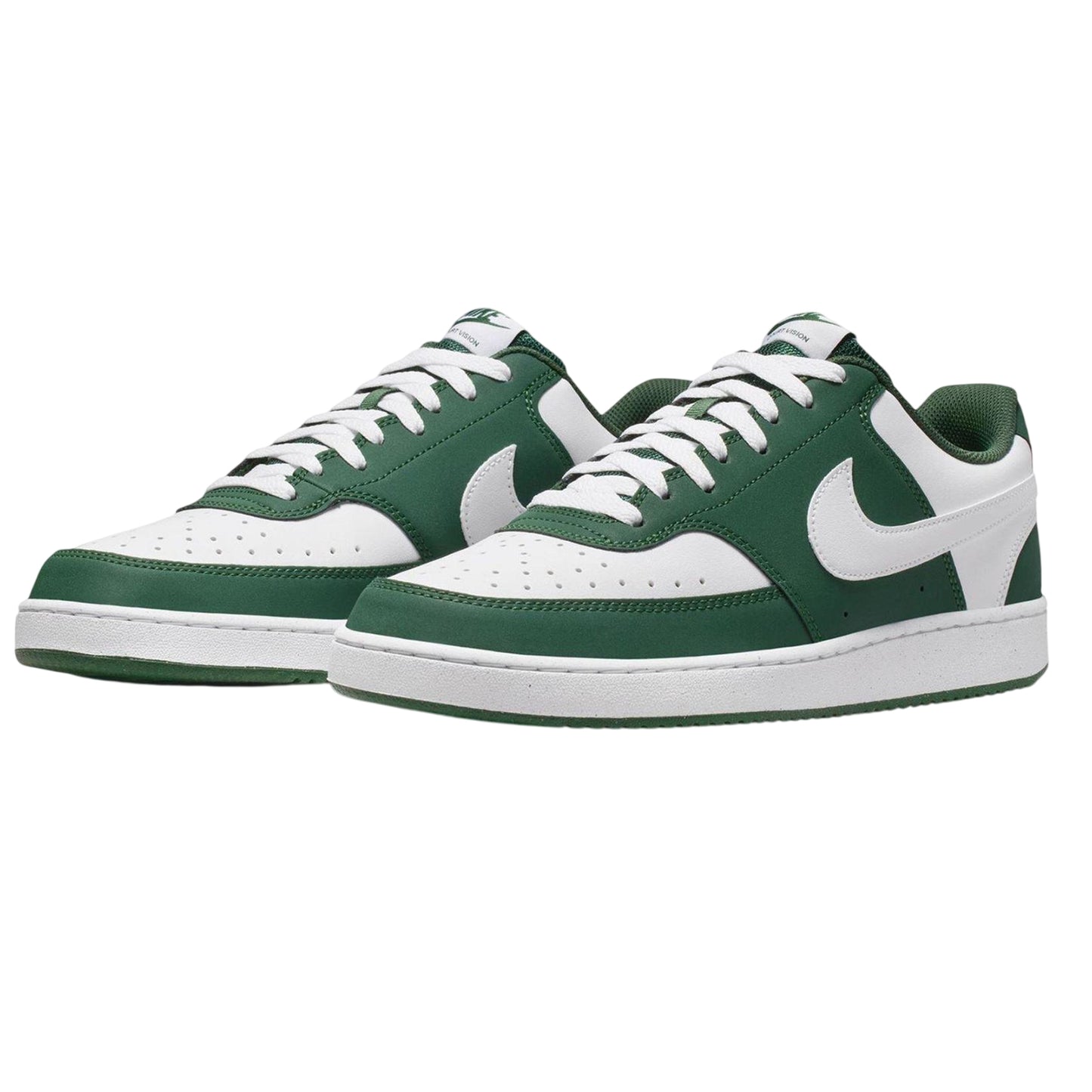 White-Green - Side - Nike Mens Vision Low Leather Trainers