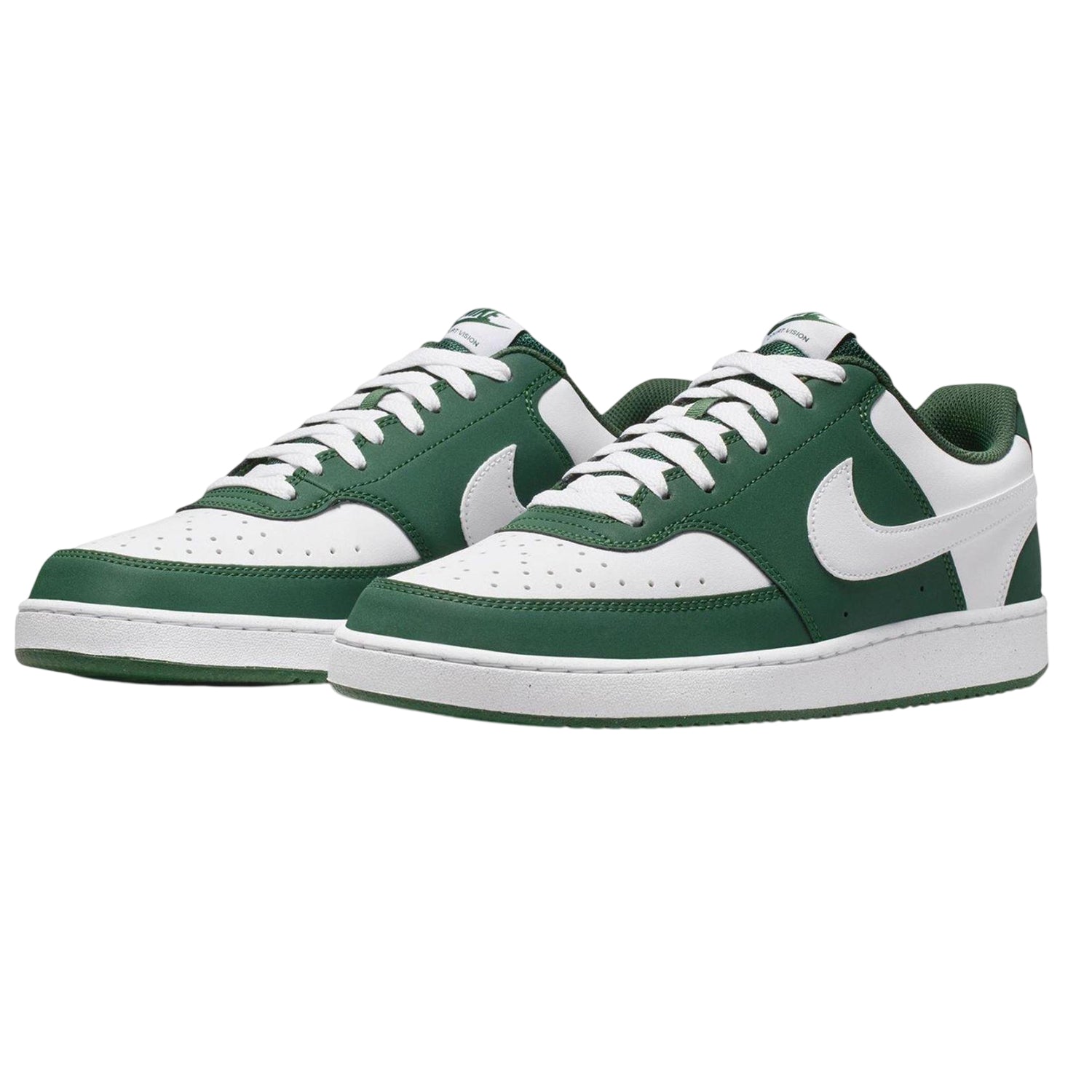 White-Green - Side - Nike Mens Vision Low Leather Trainers