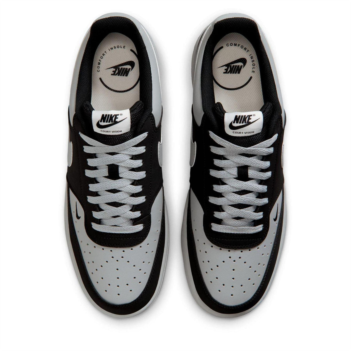 Grey-Black - Pack Shot - Nike Mens Vision Low Leather Trainers