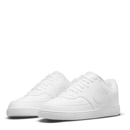 Triple White - Side - Nike Mens Vision Low Leather Trainers