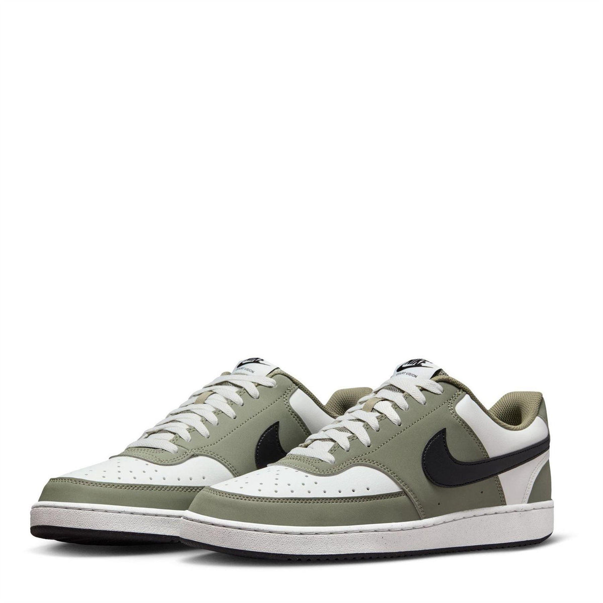 Sage-Black-White - Side - Nike Mens Vision Low Leather Trainers