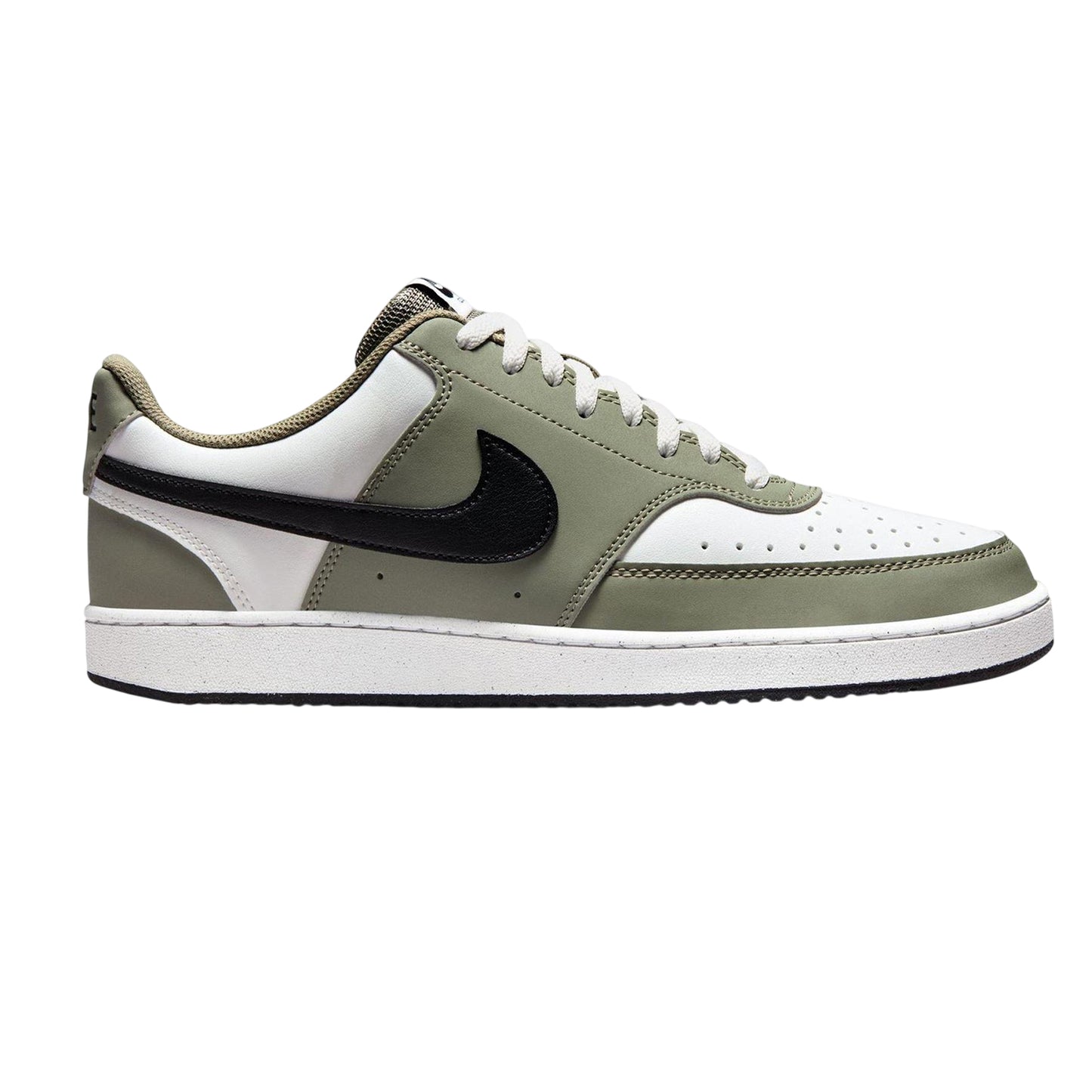 Grey Sage-Black-White - Front - Nike Mens Vision Low Leather Trainers