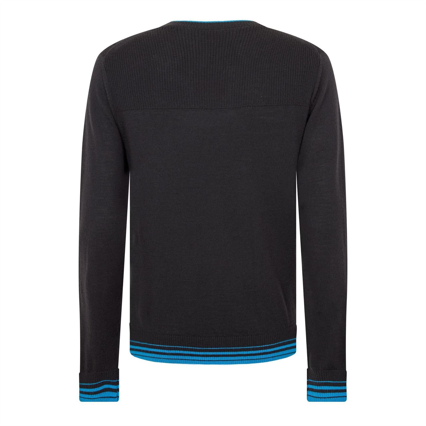 Black - Back - Puma Mens Contrast Tipped V Neck Sweater Top