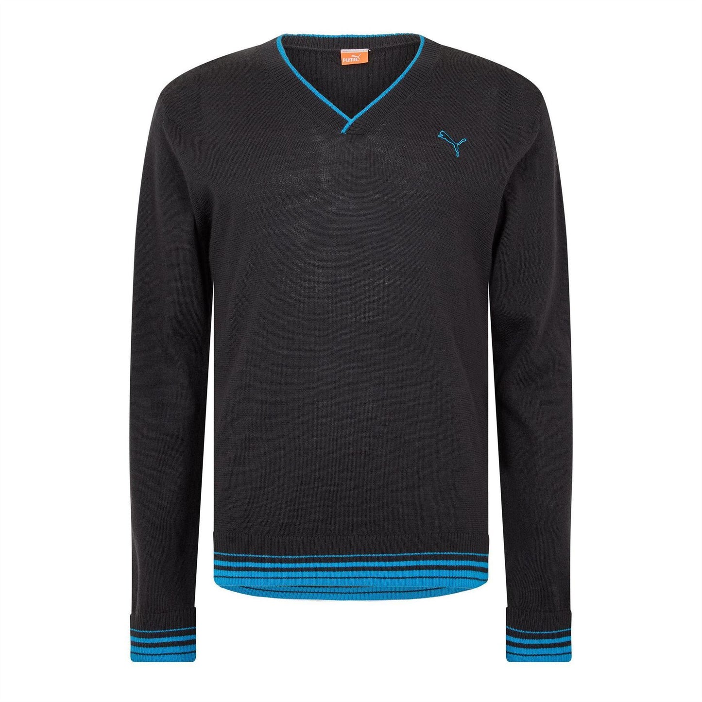 Black - Front - Puma Mens Contrast Tipped V Neck Sweater Top