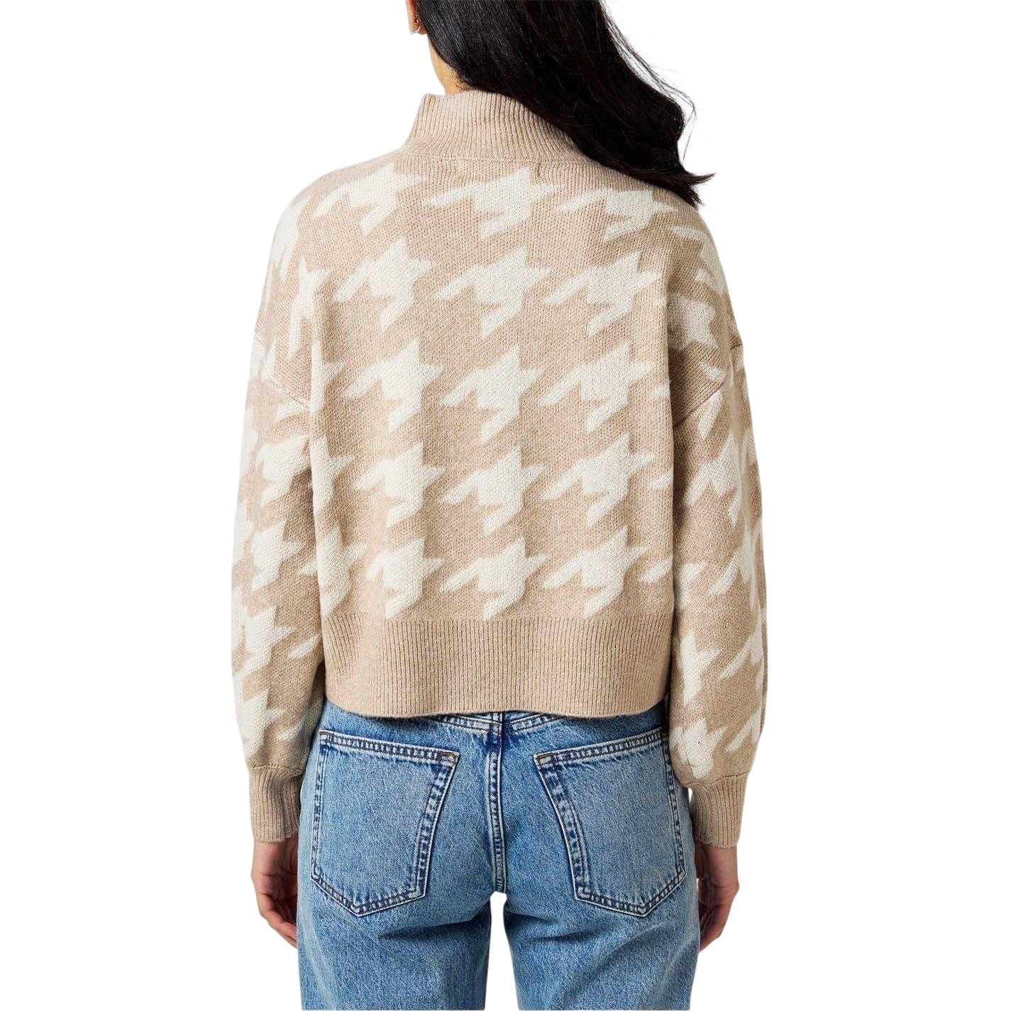 Mink - Back - Vero Moda Womens-Ladies Houndstooth Turtle Neck Jumper