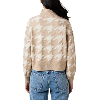 Mink - Back - Vero Moda Womens-Ladies Houndstooth Turtle Neck Jumper