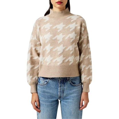 Mink - Lifestyle - Vero Moda Womens-Ladies Houndstooth Turtle Neck Jumper