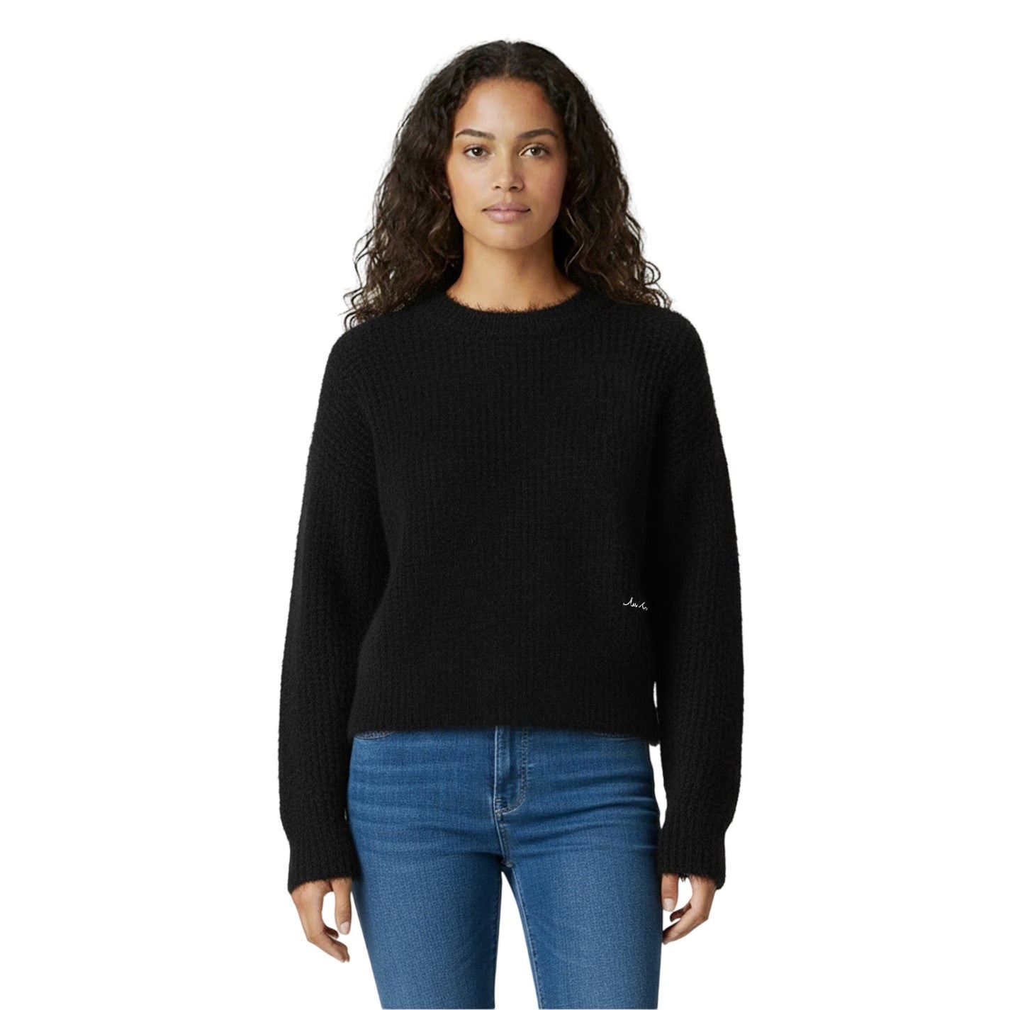 Black - Side - Jack Wills Womens-Ladies Fuzzy Wide Neck Pullover