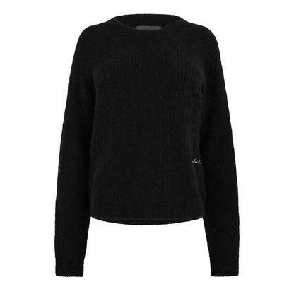 Black - Front - Jack Wills Womens-Ladies Fuzzy Wide Neck Pullover