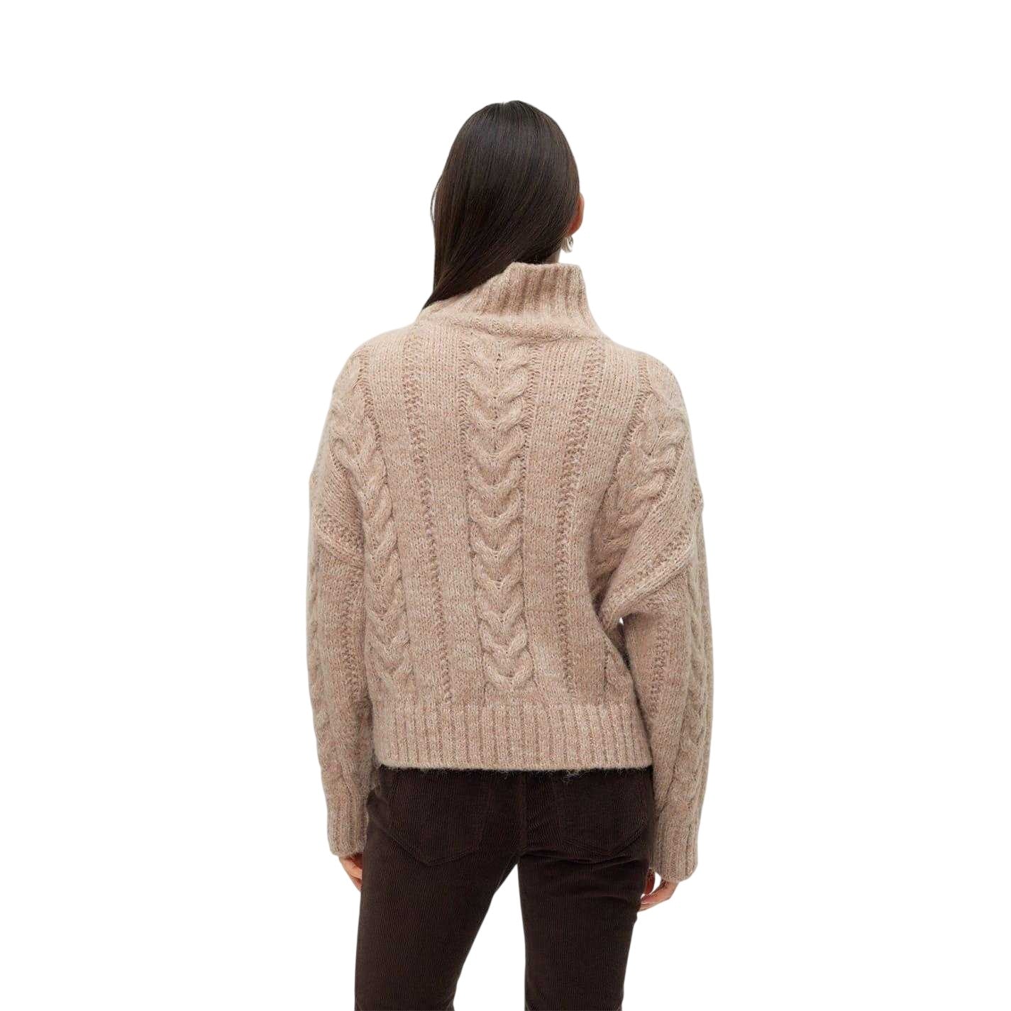 Mink - Back - Vero Moda Womens-Ladies Turtle Neck Relaxed Fit Jumper