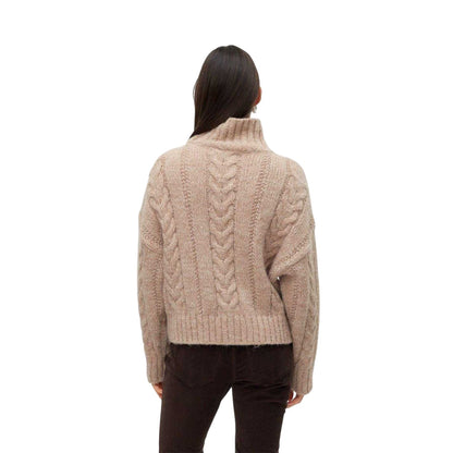 Mink - Back - Vero Moda Womens-Ladies Turtle Neck Relaxed Fit Jumper
