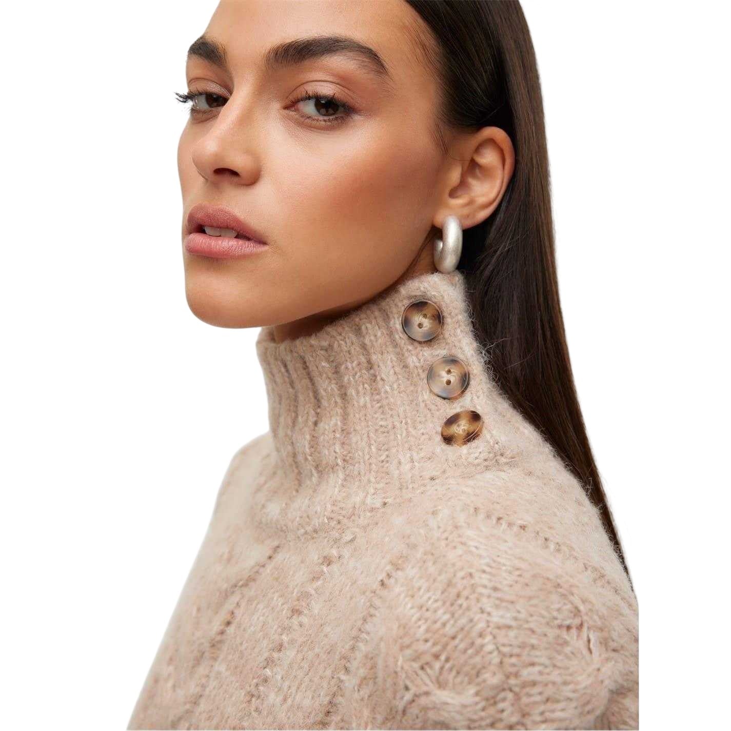 Mink - Side - Vero Moda Womens-Ladies Turtle Neck Relaxed Fit Jumper