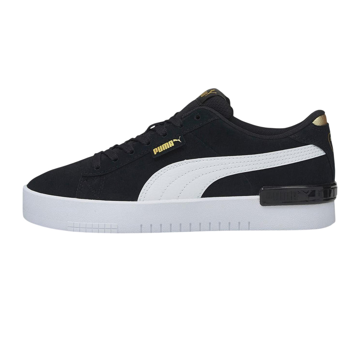 Black-White - Side - Puma Womens-Ladies Jada Suede Platform Trainers