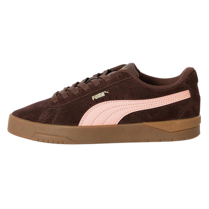 Brown-Pink - Side - Puma Womens-Ladies Jada Suede Platform Trainers