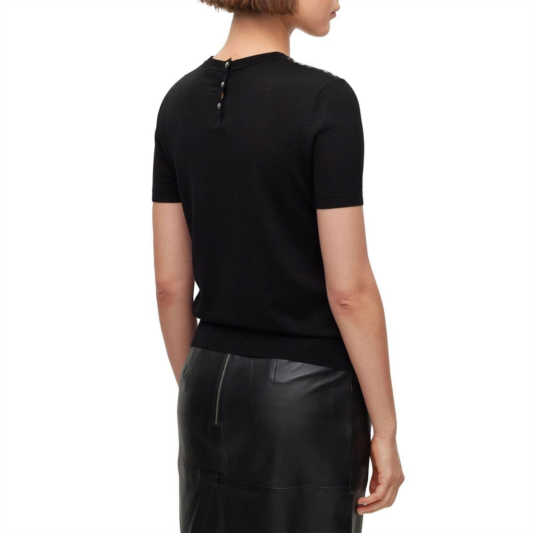 Shiny - Back - Boss Womens-Ladies Fordana Logo Short-Sleeved Sweater Top