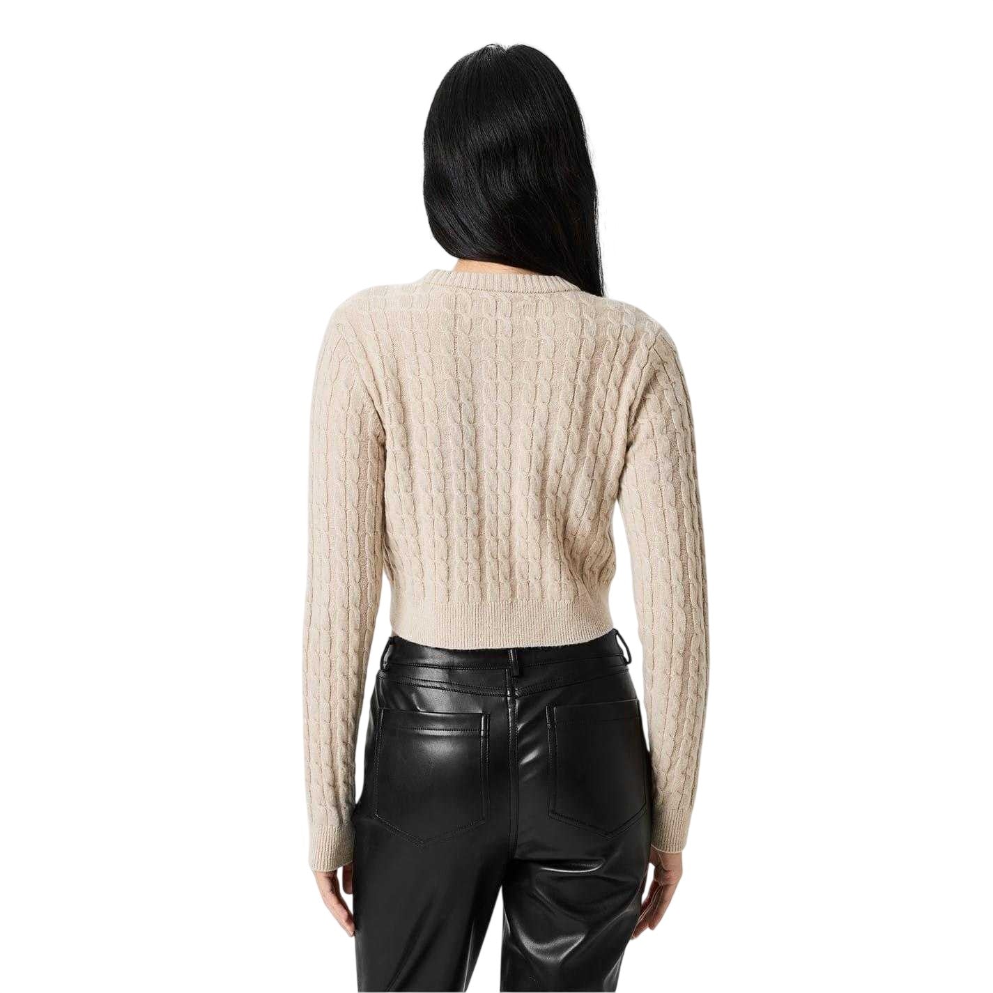 Stone - Back - Jack Wills Womens-Ladies Tinsbury Cable Knit Cropped Sweater Top