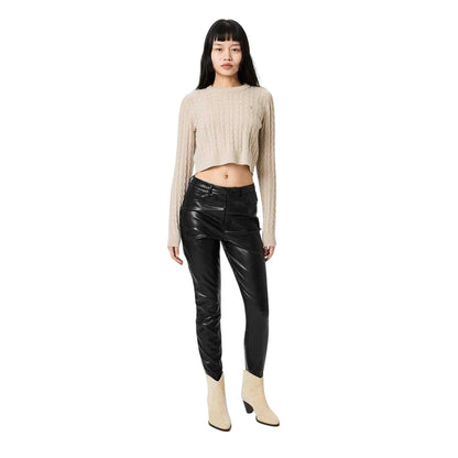Stone - Pack Shot - Jack Wills Womens-Ladies Tinsbury Cable Knit Cropped Sweater Top