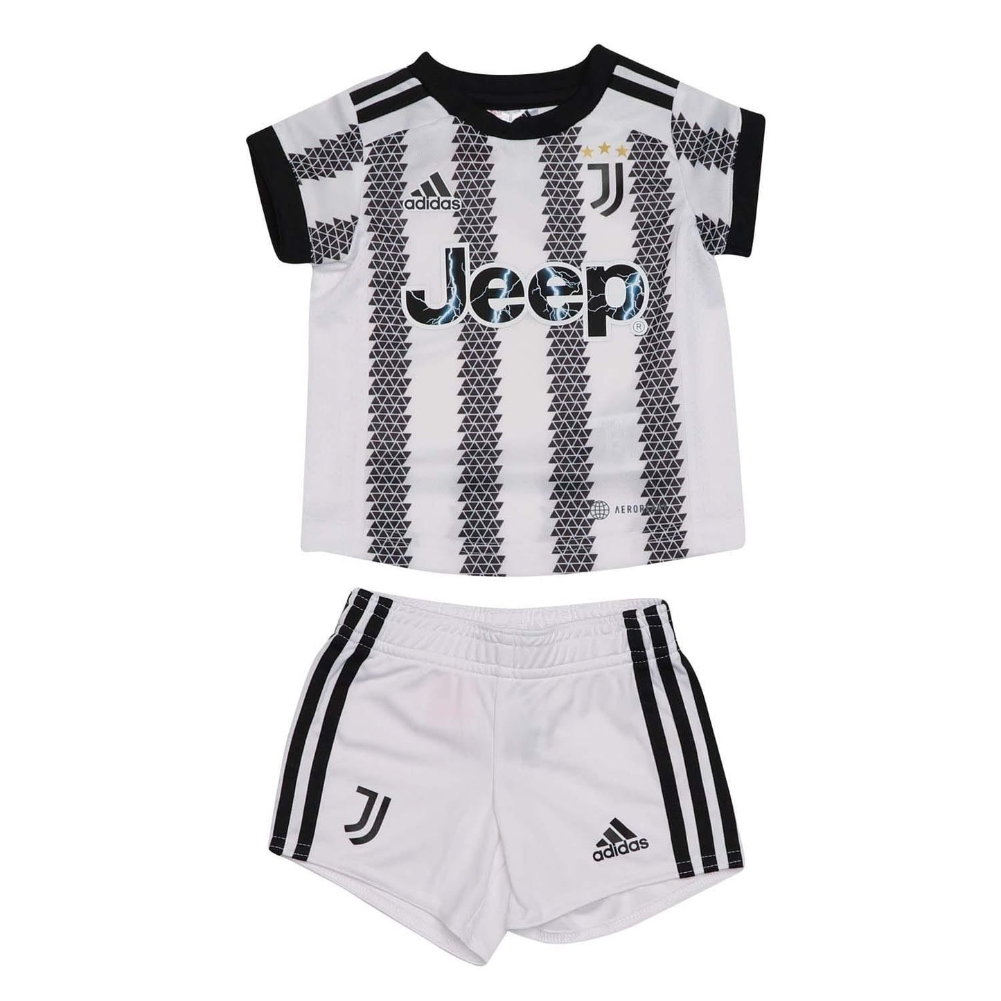 White-Black - Front - Adidas Baby 2022-23 Juventus FC Jersey And Shorts Set