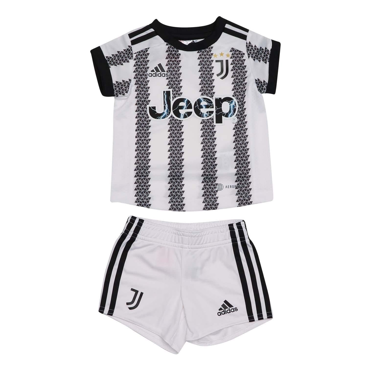 White-Black - Front - Adidas Baby 2022-23 Juventus FC Jersey And Shorts Set