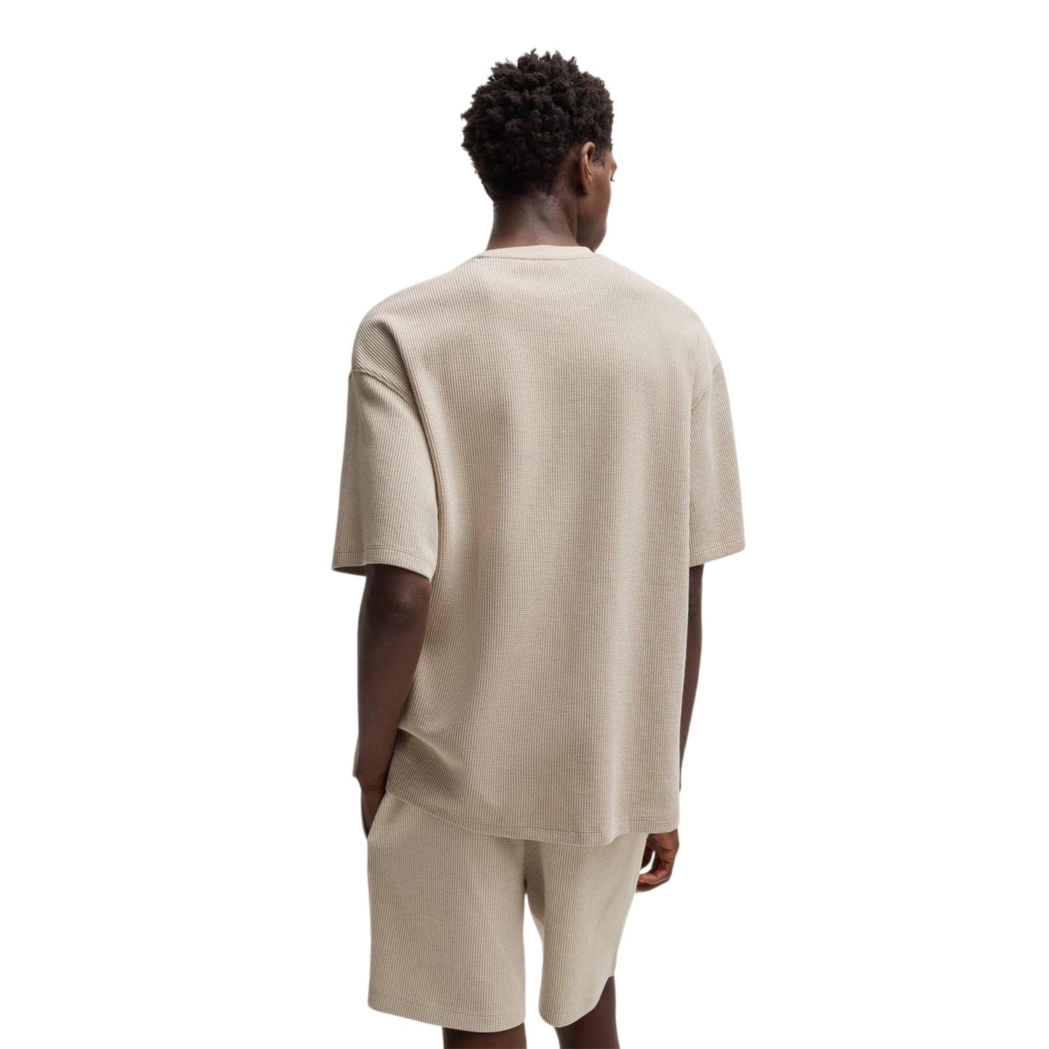 Floral - Back - Hugo Mens Waffle Oversized T-Shirt