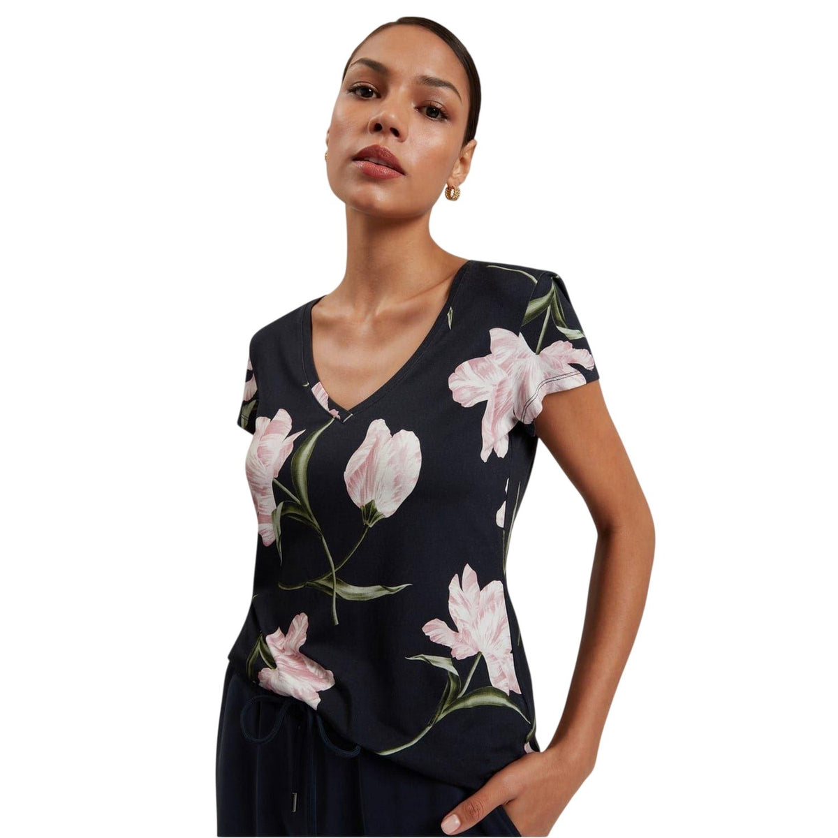 Navy - Side - Ted Baker Womens-Ladies Vaiiley T-Shirt